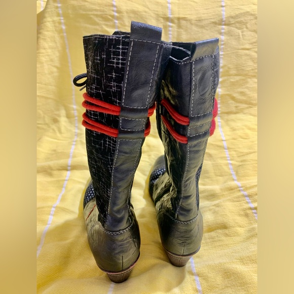 Remonte Black Leather Lace-up Victorian boots 38 Bottes granny cuir noir lacées - Picture 5 of 7